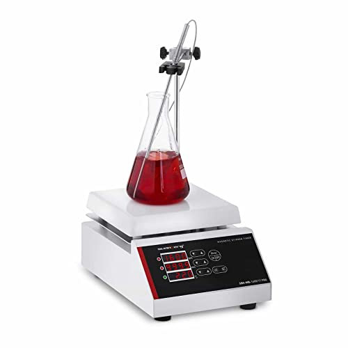 Steinberg Systems Magnetrührer mit Heizplatte SBS-MR-1600/1T PRO (18,7 x 18,7 cm Stellplatte, 5-220°C, 5000 ml, Timer 9999 min, 660 W, 1600 U/min, inkl. 2 magnetische Rührstäbe)
