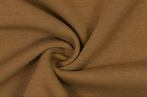 1 Meter Jersey Baumwolljersey uni Farben, 220g/m², Öko-Tex Standard 100, Stoffe, 330g/lfm (0811 Hellbraun)