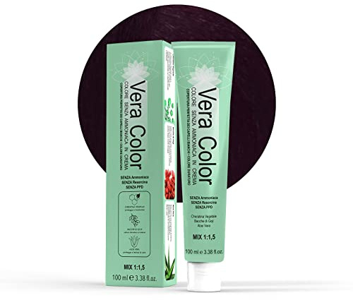 Vera Color, Coloration sans Ammoniaque, Coloration Professionnelle de Longue Durée avec Kératine Végétale, Aloe Vera et Goji Berry, Blond Foncé Irisé 6.2, 100 ml