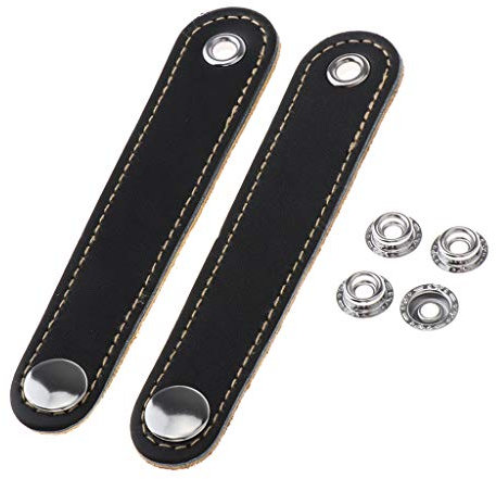 2-tlg Akkordeon Balgriemen Schulterriemen, PU-Leder Akkordeon Riemen, Schwarz - 11x 2,5 cm
