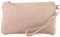 modamoda de T193 Damen Leder Clutch Handgelenktasche Kosmetiktasche Klein handmade in Italy, Farbe:Rosabeige