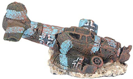 balacoo Aquarium Flugzeug Wrack - Aquarium Ornament Harz Versunken Flugzeug Dekorationen Aquarium Flugzeug Höhle Aquarium Landschaft Ornament für Fish Tank