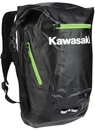 Kawasaki Rucksack wasserdicht, 26 Liter, für Motorrad, Schwarz