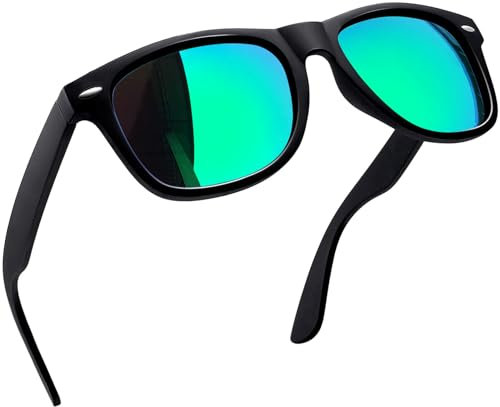 Joopin Rechteckige Grüne Sonnenbrille Herren Polarisiert Spiegele und Vintage Sonnenbrille Damen Verspiegelt Unisex UV400 Retro Brillen (Grün Schwarz)
