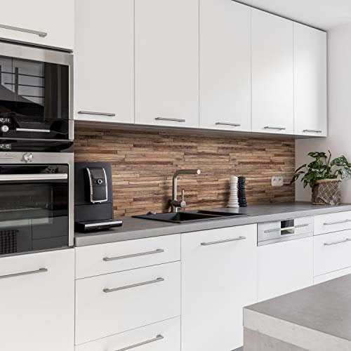 Dedeco Küchenrückwand Motiv: Holz V1, 5mm Hartschaum Kunststoffplatte PVC als Spritzschutz Küchenwand Wandschutz wasserfest, inkl. UV-Lack glänzend, alle Untergründe, 280 x 60 cm