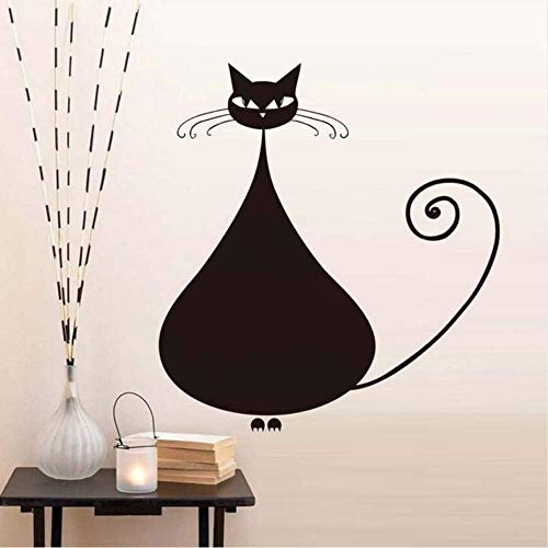 Creativo Gatto Nero Adesivo Da Parete Complementi Arredo Casa Vinile Rimovibile Paffuto Gatto Siamese Autoadesivo Della Parete Per La Camera Dei Bambini Decorazioni Una Dimensione 40 * 44 Cm