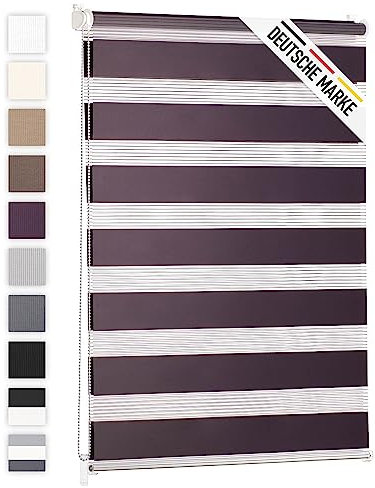 Blumtal Doppelrollo 80 x 155-195cm - Klemmfix Rollo, Rollos für Fenster ohne Bohren, Klemmrollo für Fenster & Türen, Seitenzugrollo, Lila