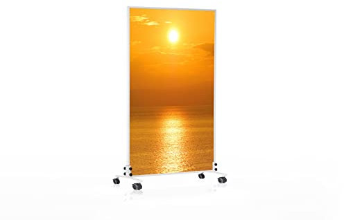 Könighaus Bild Infrarotheizung Standgerät - 1000 Watt - Energiesparend = wärmt innerhalb von 2 Minuten - mit Standfüßen & Thermostat - mobile Standheizung - Echter Hingucker mit Motiv: Sonnenaufgang