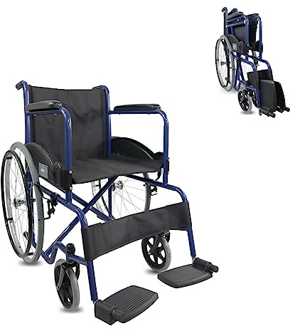 Mobiclinic®, Rollstuhl klappbare, Selbstfahrer, Faltbar, Alcazaba, Sitz 46 cm, Bordsteinüberwindungssystem, Gepolsterte armlehnen, Fußstützen, Anti-plattreifen, Bremsen an den rädern