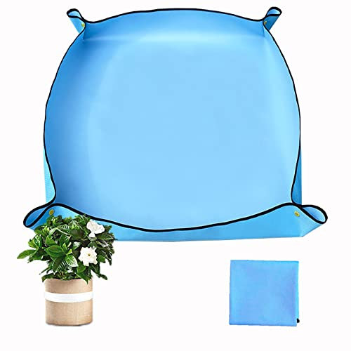 WondMall 30 x 30 Oxford Fabric Plant Repotting Mat Indoor Succulent Potting Mat Waterproof Transplanting Mat Portable Gardening Mat(Blue)