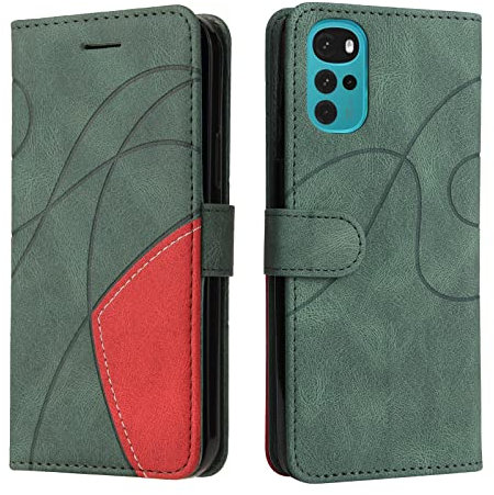 Motorola Moto G22 Wallet Case Cover, Soft Leather Wallet Case Flip Folding Shockproof Cover with Credit Card Slots Stand Magnetic Protective Compatible with Motorola Moto G22 Phone Case, Green