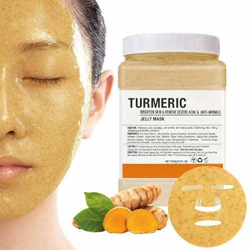 POZTL Gelee-Maskenpulver, Kurkuma-Anti-Falten-Entfernungs-Akne-Gelee-Gesichtsmaske, professionelles DIY SPA Hydro-Gesichtsmaskenpulver zur Bekämpfung feiner Linien, ungleichmäßiger Hautton, 23 FLOZ