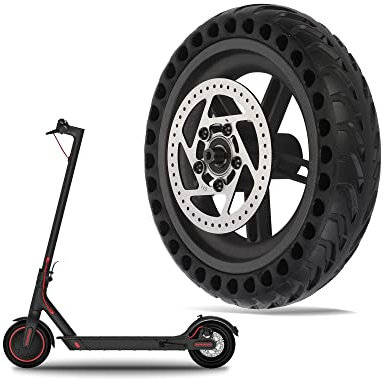aleawol Electric Scooter Rear Wheel with Hub and Brake Disc 110mm for Xiaomi M365, 8.5 inch Honeycomb Shock Absorption Solid Tire Rear Wheel Replacement for Electric Scooter, No Need Inflate