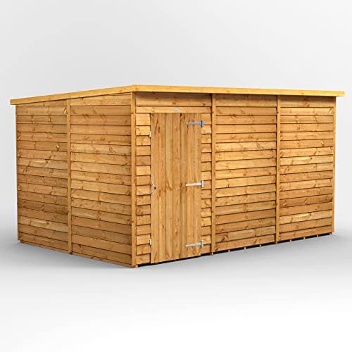 Powersheds High Grade Premium Pent Overlap Wooden Shed with Security Features, Door Flexibility, made from 10mm Extra Thick Timber, for all Storage & Outdoor Needs (Windowless)