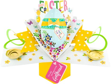 Easter Card To Gorgeous Girlfriend Happy Easter Decorated Egg Pop Up Easter Card POP010EM27