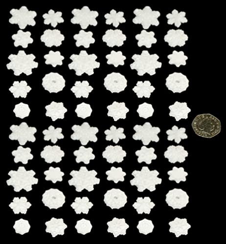 60 x edible 3D snowflakes snow flakes, icing toppers, cake cupcakes decorations (Blush Rose Gold)
