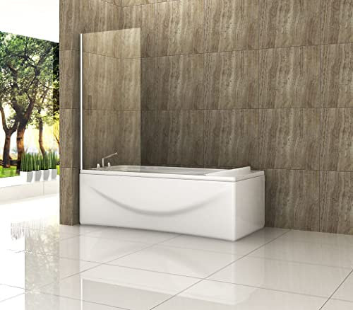 STEADY Fixe Duschtrennwand 75 x 160 (Badewanne) - Aluminium, Gehärtetes Glas - Chrom - Modern - 2 Paneele, 1 Tür, Freistehend