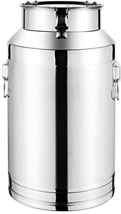 Samnuerly 201 Bidon à Lait en Acier Inoxydable 5-100L Seau à Lait Robuste Pot à Lait Seau à Vin Baril d'huile Boîte à thé avec Couvercle scellé pour Récipient de Stockage Solide Liquide,6L (6L)