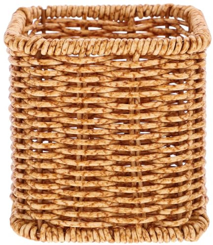 Organisateur de Bureau Plastique - Panier Rangement Tissée pour Stylo et Brosse Pot à Crayon Pratique et Élégant pour Étagère Table de Maquillage