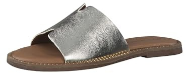 Tamaris Damen Mules Pantoletten Leder Sommer; LIGHT GOLD/metallic; 36 EU