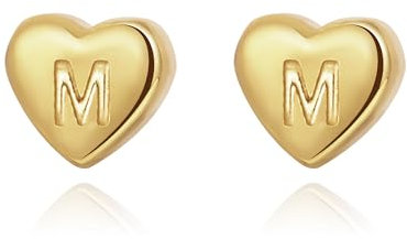 Joo&Rind Herz Ohrringe Gold mit Buchstaben 18K Vergoldet Ohrstecker Ohrringe Damen Edelstahl Hypoallergene Wasserfeste für Frauen Schmuck Geschenke