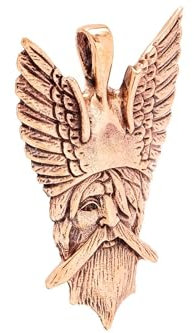 Wikinger Schmuck Anhänger ODIN 4.4 cm Wotan Amulett Vintage Bronze
