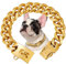 Gold Dog Chain Collar With Steel Buckle, 15mm Wide, 18K Gold Plated Solid Cuban Link Strong Heavy Duty Chew Proof for Dogs (12 Inch)