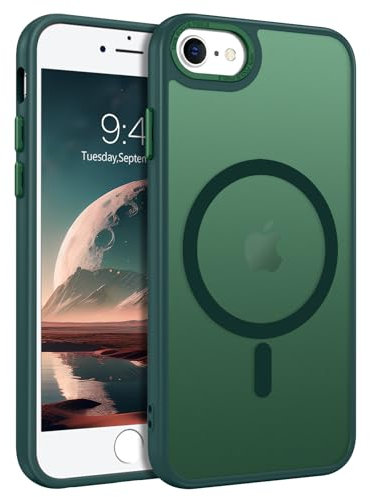 GaoBao iPhone 7/8/SE 2020/2022 Case, Dark Green, Slim Shockproof Translucent Matte Magnetic Compatible with MagSafe, Wireless Charging, 4.7 Screen Protector