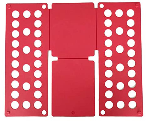 BORSAD Erwachsene Kinder Magische Kleidung Ordner T Shirts Pumper Organizer Falten Sparen Zeit Schnelle Kleidung Faltbrett Kleidung Halter (Farbe : Rot, Size : 59-70 cm)