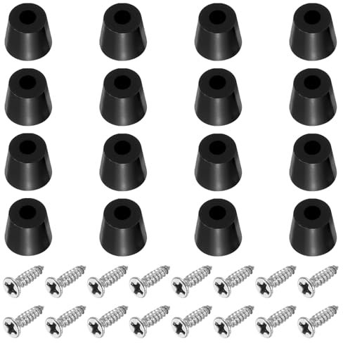 PATIKIL Cutting Board Feet, 16 Pack Round Rubber Feet Bumpers Non Slip Bumper Pads with Stainless Steel Screws for Furniture Chairs Desks Electronics (0.16Wx0.55H)