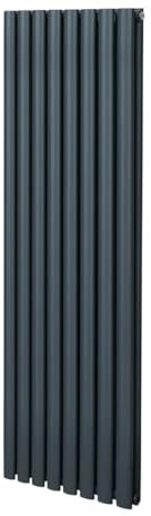 Radiateur à Colonne Ovale 1600mm x 480mm, Chauffage Moderne Vertical à Tube Ovale en Acier au Carbone Gris Anthracite Mat, Cuisine Salon Salle de Bain [Brosse, Attaches Murales & Supports INCLUS]