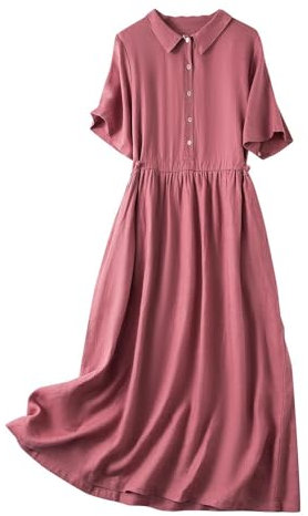 Hemdkleid Damen Blusenkleid Literatur Und Kunst Kleid Damen Lang Shirtkleid Retro Sommerkleider Damen Leicht Und Luftig Strandkleider Lose Einreihiger Langer Rock Baumwolle Leinen Bequem Midikleid