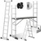 Daromigo Mehrzweckleiter 4x4, 4 in 1 Aluminium Leiter, klappleiter, Mobiles Gerüst, Anlegeleiter, Steigleiter Arbeitsbühne, Multifunktionsleiter Maximale Belastung 150 KG, Silber