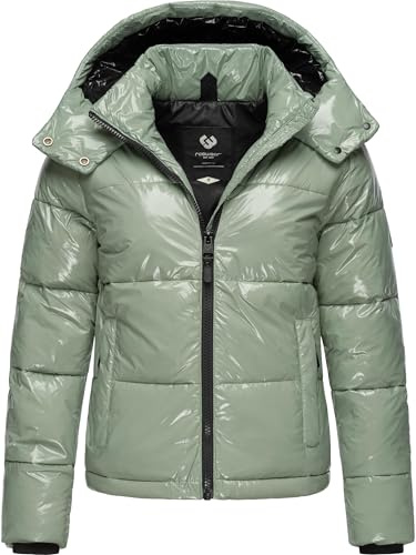 Ragwear Shiny Damen Winterjacke warm aus glänzendem Material mit (Abnehmbarer) Kapuze Roobie YOUMODO XS-3XL
