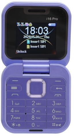2G Flip Cell Phone for Seniors, 2 SIM Card Small Display Foldable Cell Phone with LED Flashlight Rear Camera FM Radio for Students Seniors (Purple)