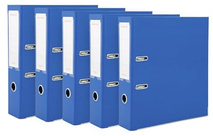 Mintra Pack of 5 Premium Polypropylene Lever Arch Files (Blue, 50 mm)