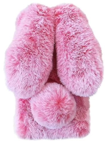 Tivenfezk Nadoli Hase Pelz Hülle für iPhone 16 Pro,3D Kaninchen Ohr Case Warme Flauschige Plüsch Schutzhülle Handy Schale Tasche Soft Bunny Cover
