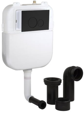 Milano Back to Wall Toilet WC Concealed Cistern Round Black Dual Flush Plate