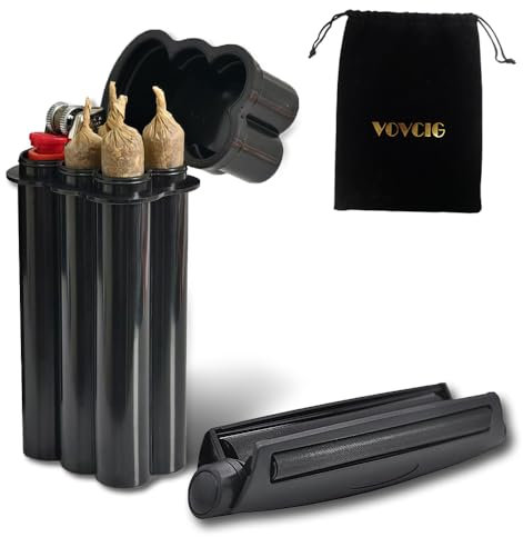 VOVCIG Tabakroller,joint drehmaschine,Kommt mit joint hülle,Hält perfekt 4 70- und 110-mm-Zigarettenpapiere und Feuerzeuge.Cigarette machine,Kommt mit schwarzer Tasche