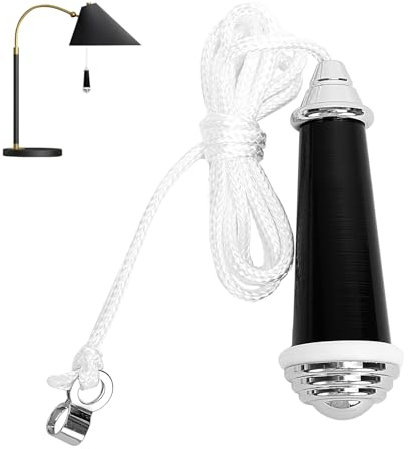 1Pack Light Pull Handle Ceramic Light Pull Cord 8cm Light Pull Handle with 1m Length Nylon Pull Cord Switch Pull Handle for Bathroom Bedroom Living Room Ceiling Light Fan Switch Blinds (Black)