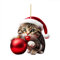 Weihnachtsbaum Katzen Anhänger, Niedlicher Acryl Katze Anhänger Weihnachts Deko, Lustig Katze mit Weihnachtskugeln Ornament, 2D Spaß Weihnachtsanhänger Deko Christbaumschmuck