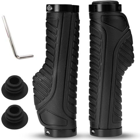 RoxNvm Poignées de Guidon de Vélo, Poignée VTT Ergonomiques, Poignées pour Vélo Antidérapante, Caoutchouc Poignet VTT Poignet Velo, pour 22 mm Scooter Mountain Foldable Urban Bicyclette (Noir)