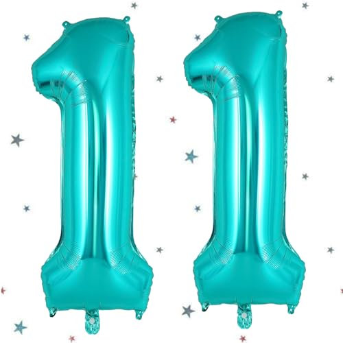 UDRKFOPK Grün Luftballon 11,Zahlen Luftballon Grün,40 Zoll Grün Folienballon 11,101cm Grün Zahlenballon 11 Helium Ballon Luftballon 11 Geburtstag für Geburtstagsdeko Kinder Mädchen Junge