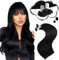 Moresoo Bondings Extensions Echthaar Schwarz Keratin Bondings Echthaar 55cm Haar Extensions Echthaar Bondings Haarverlängerung 50g #1