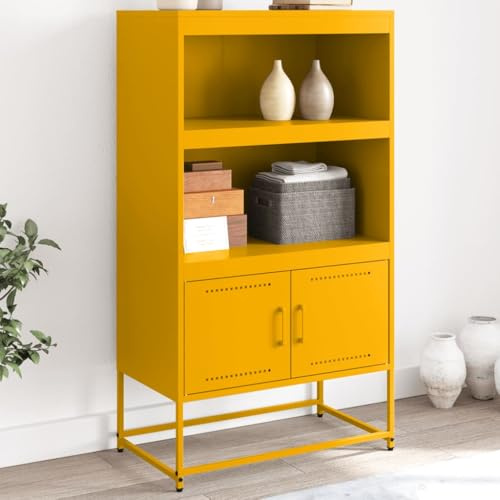 Iiaky Highboard Wohnzimmerschrank Sideboard Wohnzimmer MöBel SchräNke Highboard Wohnzimmer Weiß 68,5x38,5x107 cm Stahl
