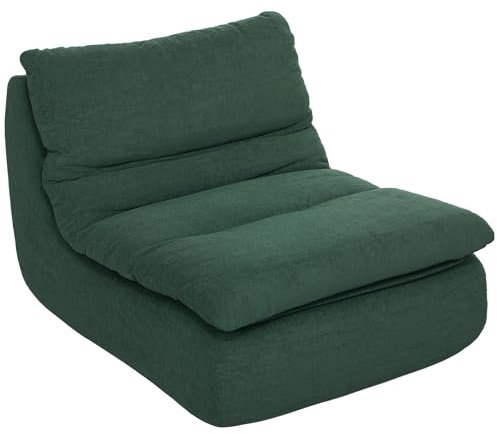 HOMCOM Canapé Paresseux chauffeuse 1 Place Fauteuil de Sol en Mousse Monobloc Ultra Haute densité, Fauteuil pour Salon, Chambre et Bureau, Charge 200 Kg, 82x103x75cm, Vert