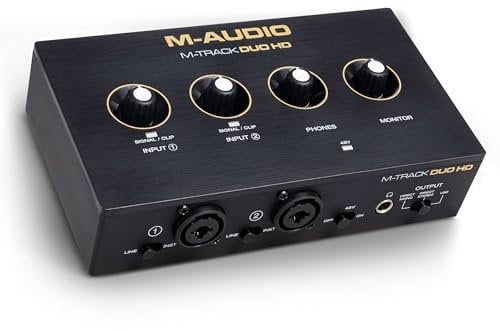 M-AUDIO M-Track Duo HD Audio Interface 24bit 192kHz for Recording, Streaming, Podcasting with USB-C, 2 XLR TRS Inputs, 2 TRS Outputs, Software Suite
