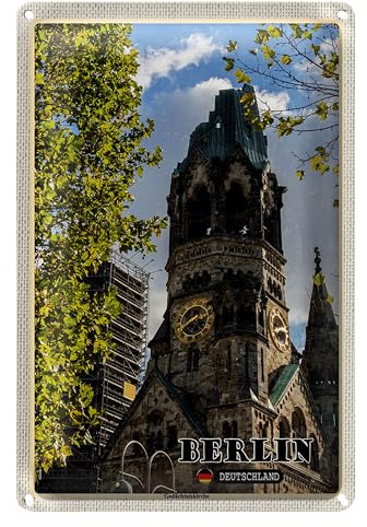 Blechschild | Berlin Deutschland | Gedächtniskirche Motiv | Dekoration | 12 cm x 18 cm