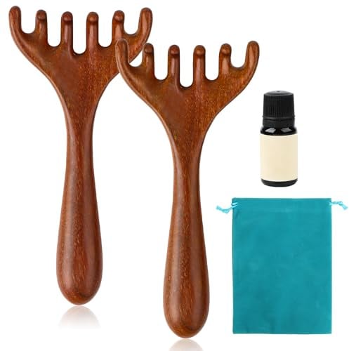 Holz Kopfhaut Massagebürste,Magischer Massagekamm mit sechs Krallen Natürlicher, Kopfhaut Massagekamm, zur Linderung Müdigkeit Körper von für Kopfhaut, Kopf, Nacken, Gesicht