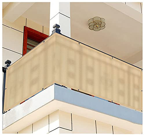 Balkon – Gartenzaun 0,6 m Höhe 0,6 x 8 m – inklusive Kabelbindern & Seilen – beige Outdoor-Schattenlösung für Terrassen & Höfe